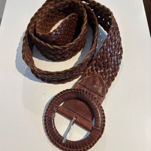American Eagle Outfitters Woven Brown Leather Belt